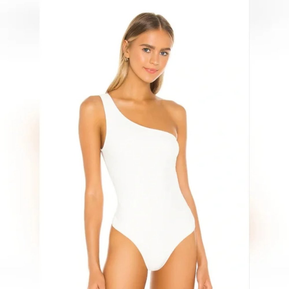 Show Me Your Mumu Uno Bodysuit White One Shoulder NWT